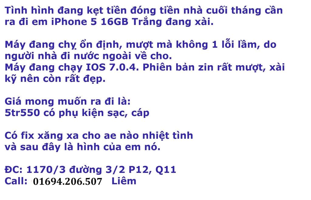 Gấp gấp gấp kẹt tiền cần ra đi iphone 5, ip5 16gb