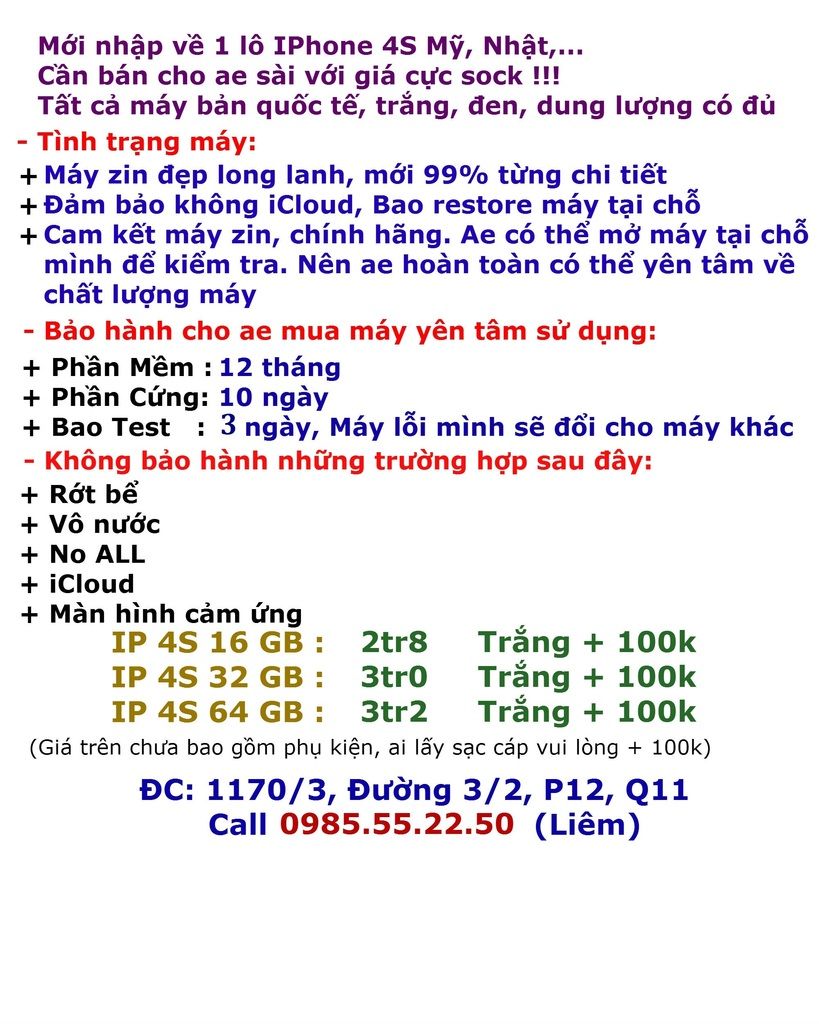 Iphone 4s giá cực sốc !!!