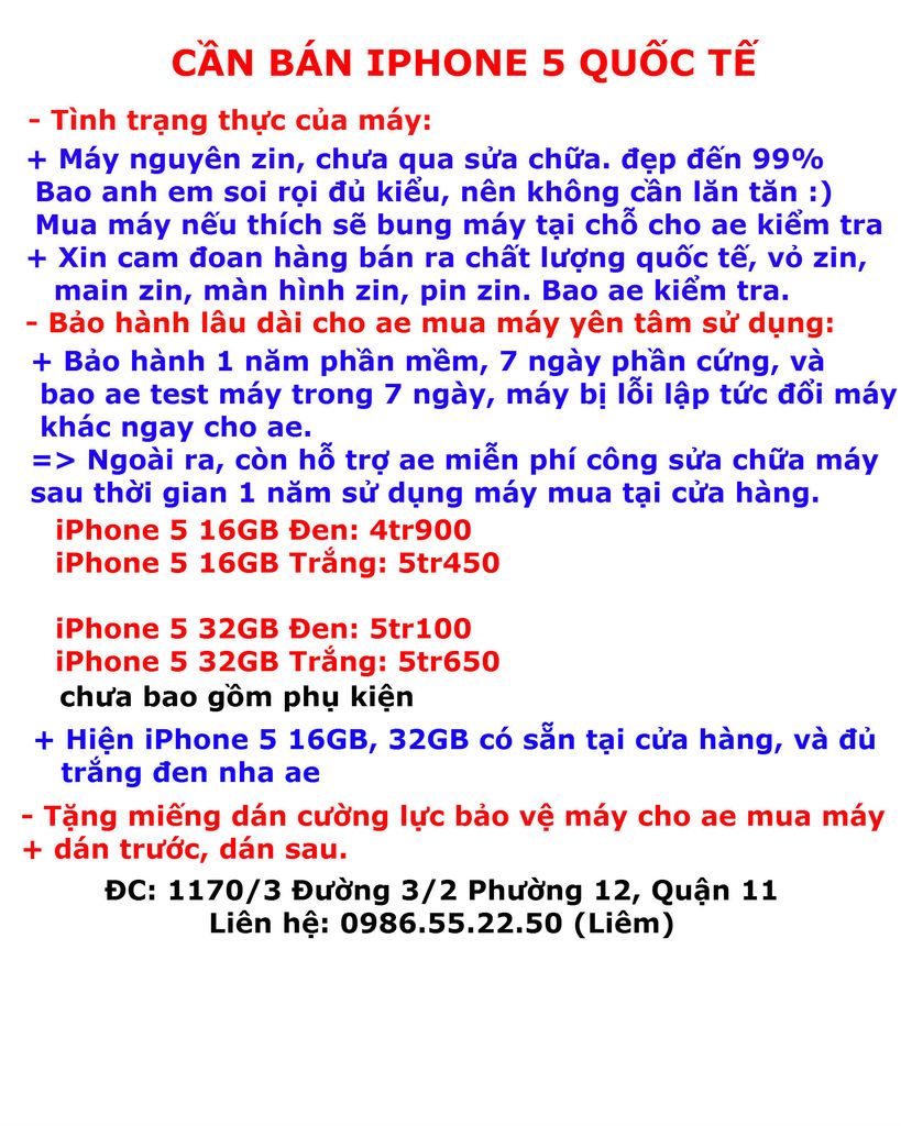 IPhone 5 Quốc Tế Giá Rẻ =>> Click
