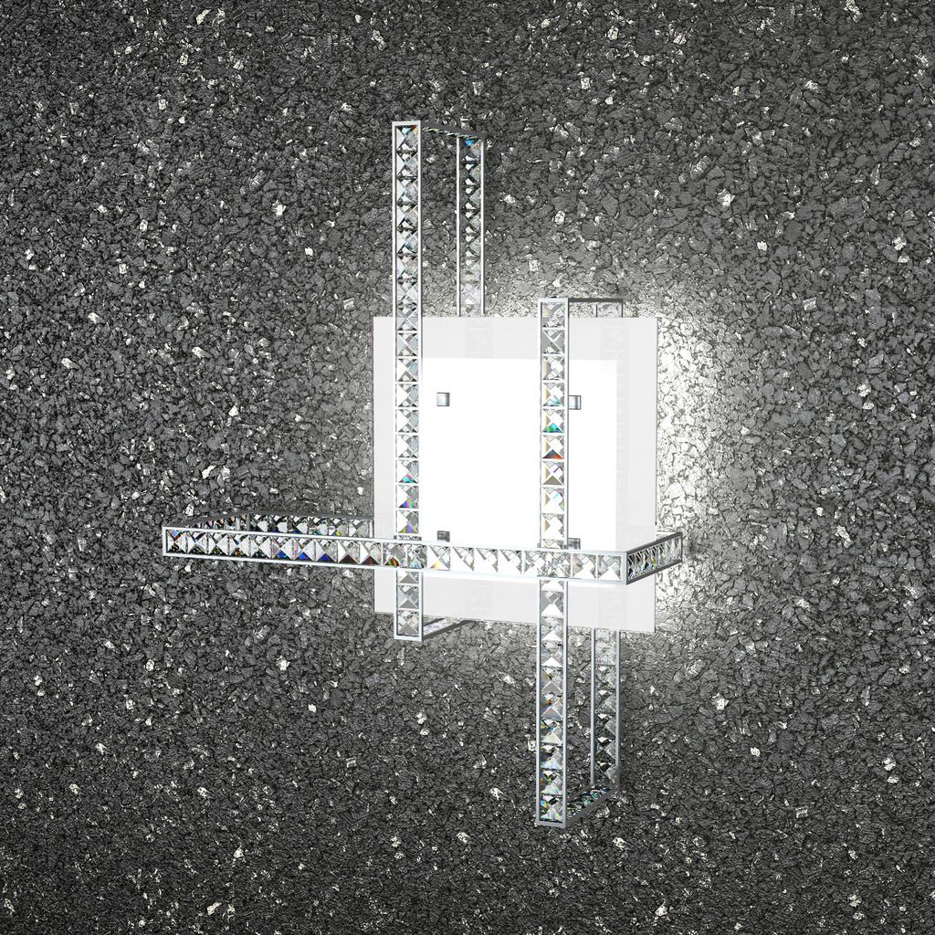 Plafoniera lampada soffitto cromo vetro satinato cristalli ... Plafoniere moderne cristallo led