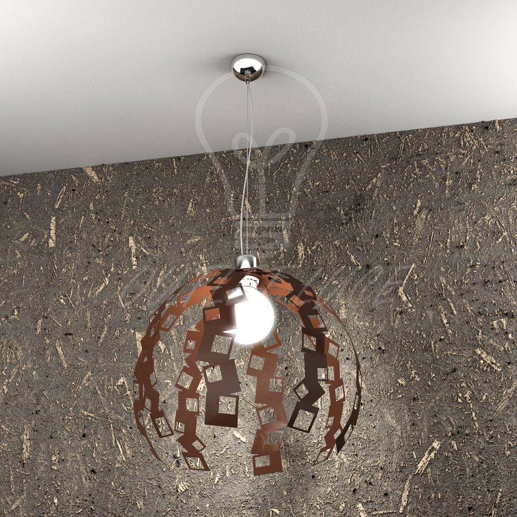 Lampadario sospensione moderno cromo corten 1 luce led cucina sala ...