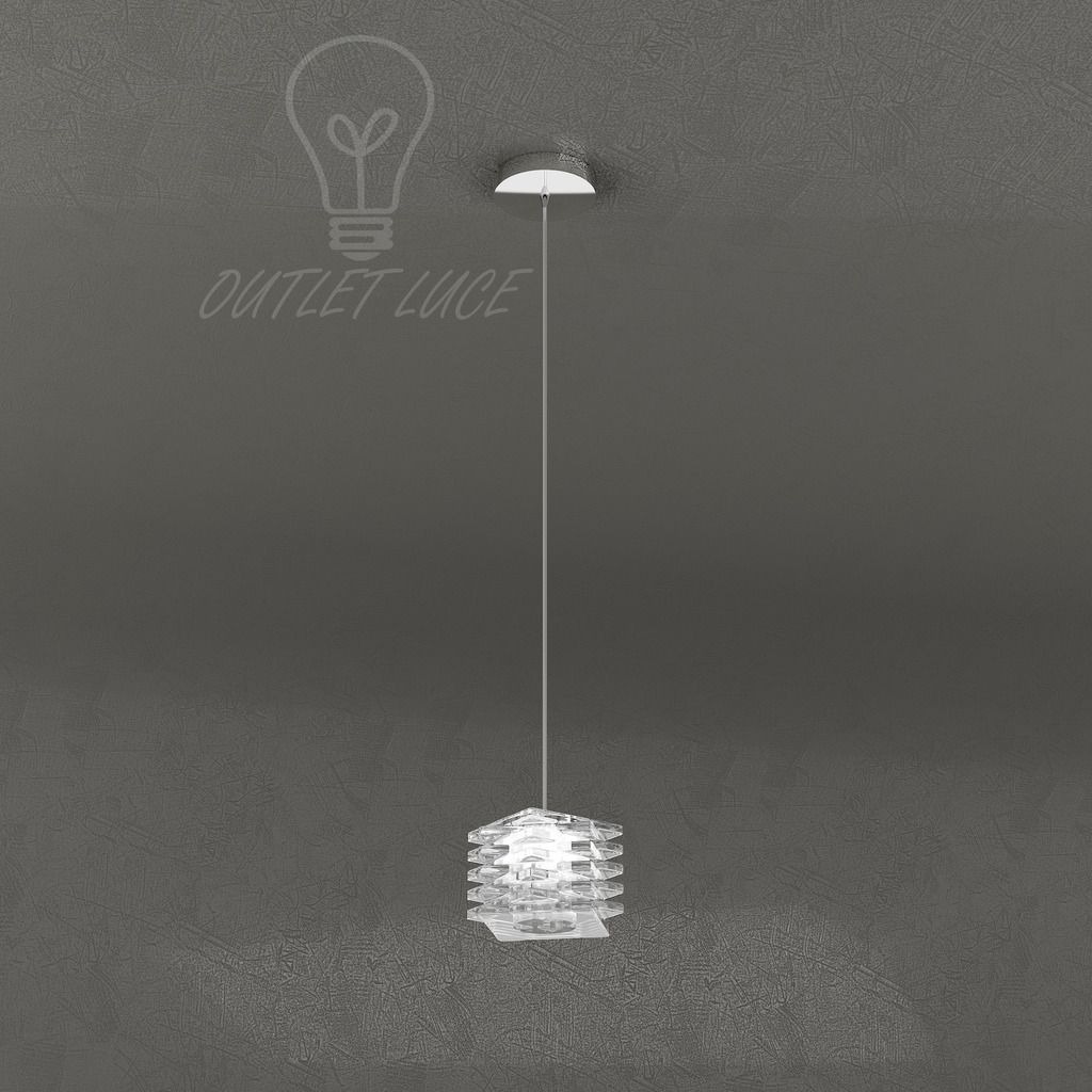 Sospensione lampadario 1 luce led cubo cristallo tavolo bancone ...