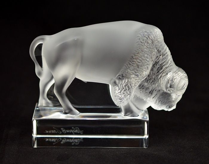 Lalique Crystal Frosted Buffalo Bison Figurine Mint Ebay