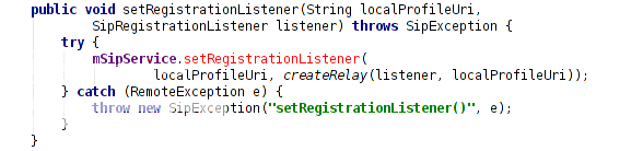 setRegistrationListener()