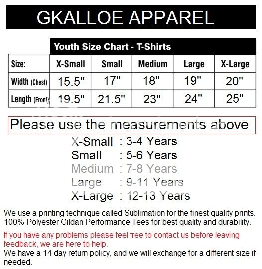 Gildan Sizing Chart Youth