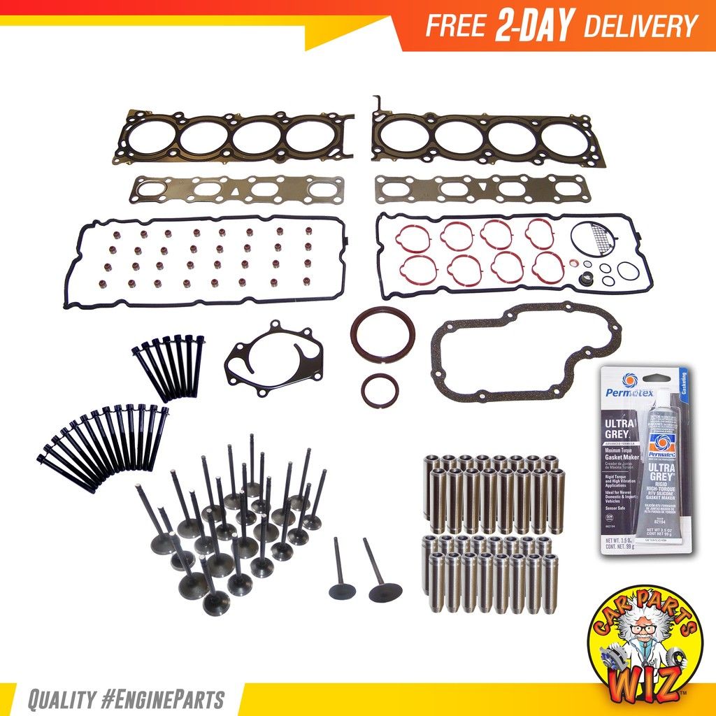 Head Gasket Set Bolts Exhaust /& Intake Engine Guides Valves Fits 04-14 DOHC 32v